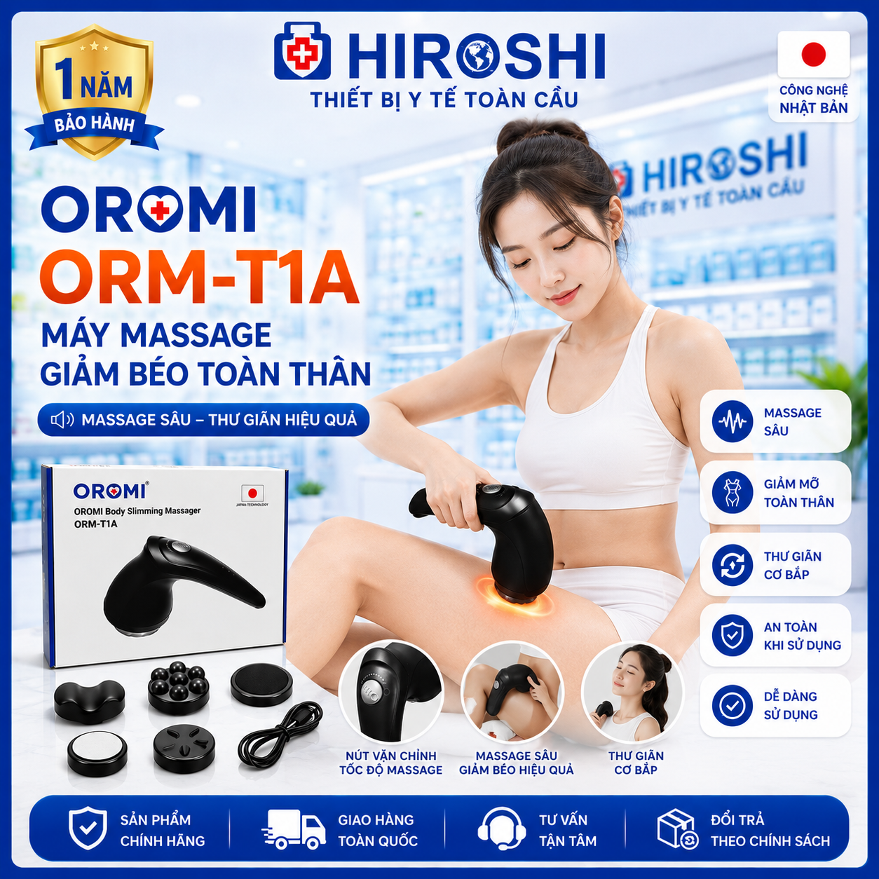 Máy Massage Vùng Mỡ Máy Đẩy Mỡ Massage Toàn Thân HIROSHI ORM-T1A