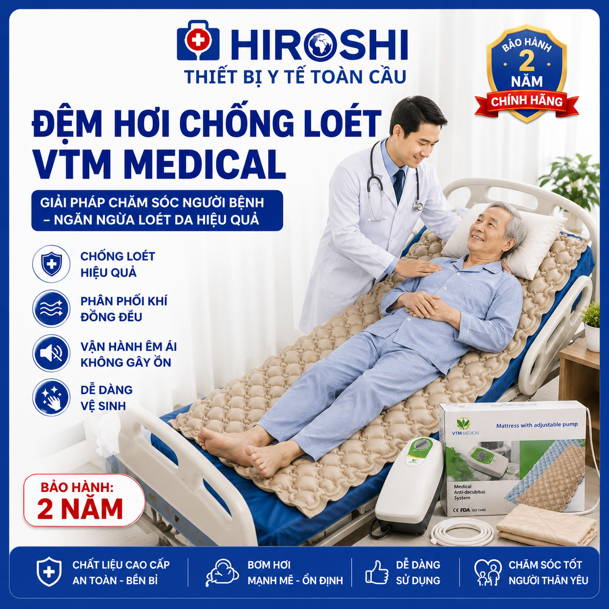 Đệm Hơi Chống Loét HIROSHI VTM HF62012