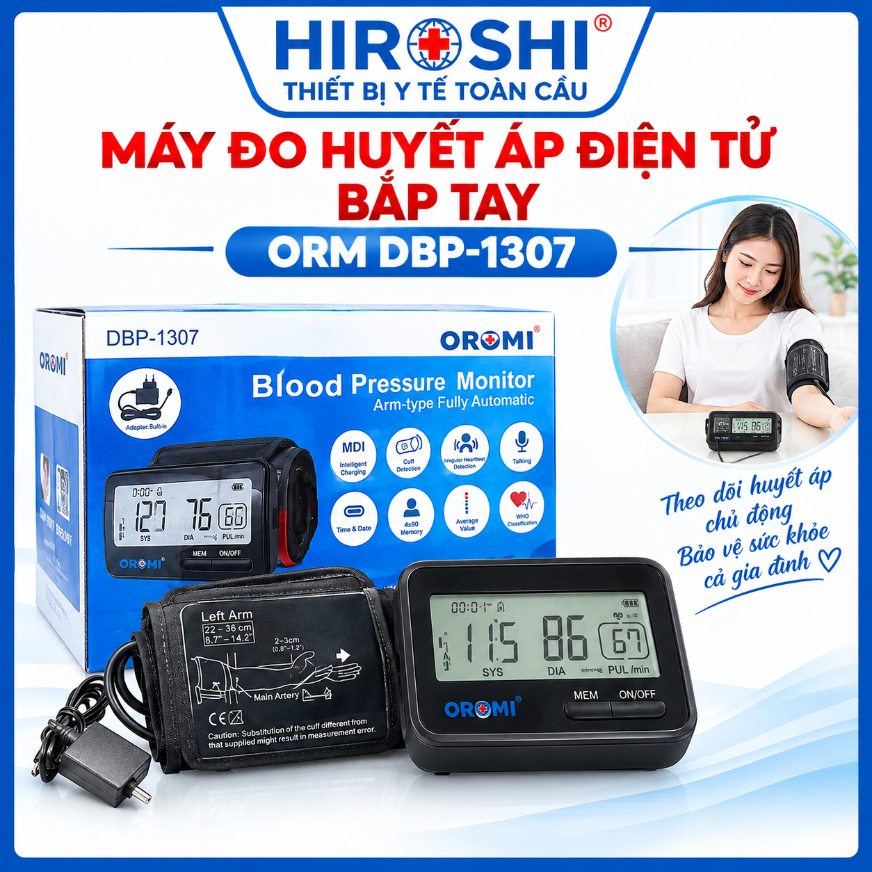 Máy Đo Huyết Áp Điện Tử Bắp Tay ORM DBP-1307