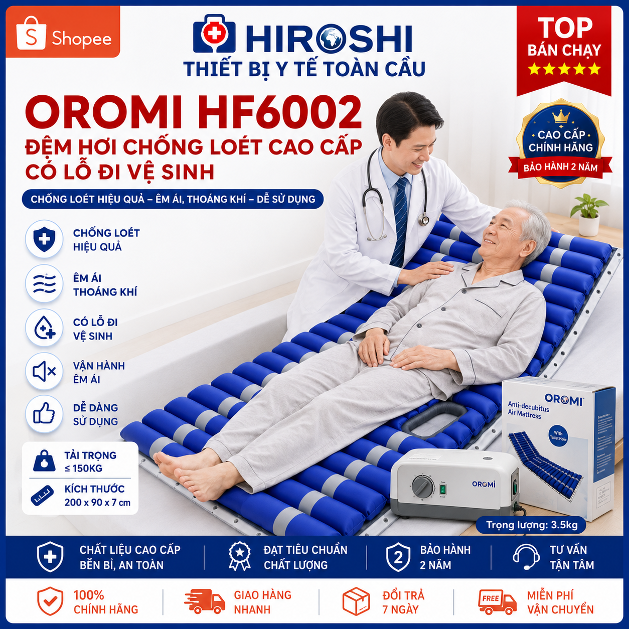 ĐỆM HƠI CHỐNG LOÉT CAO CẤP HIROSHI ORM HF6002