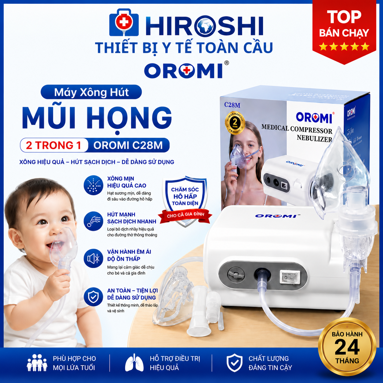 Máy Xông Hút Mũi Họng 2 Trong 1 ORM C28M