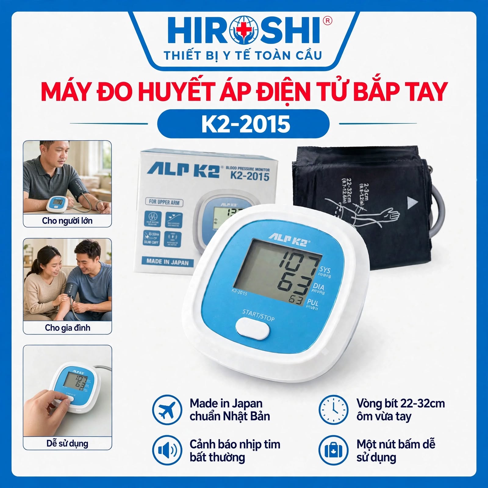 Máy Đo Huyết Áp Điện Tử Bắp Tay ALPK2 K2-2015