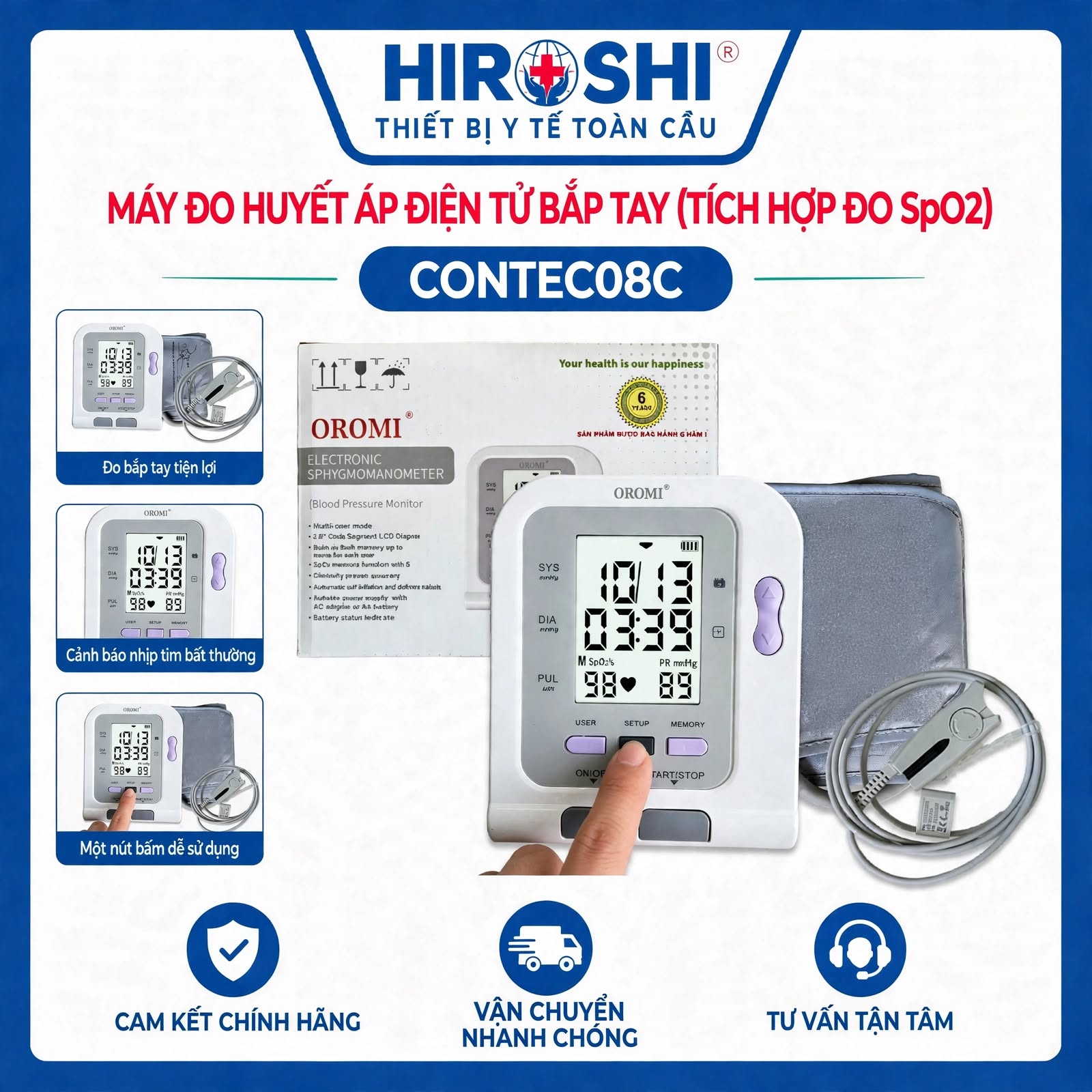 Máy Đo Huyết Áp Điện Tử Bắp Tay (Tích Hợp Đo SpO2) CONTEC08C